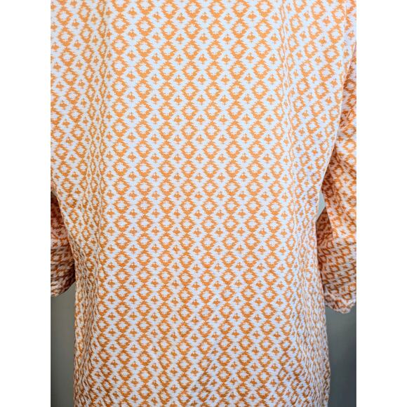 Brooks Brothers 346 Peach Cream 100% Cotton Aztec Print Tunic Top Size Medium - Picture 6 of 8
